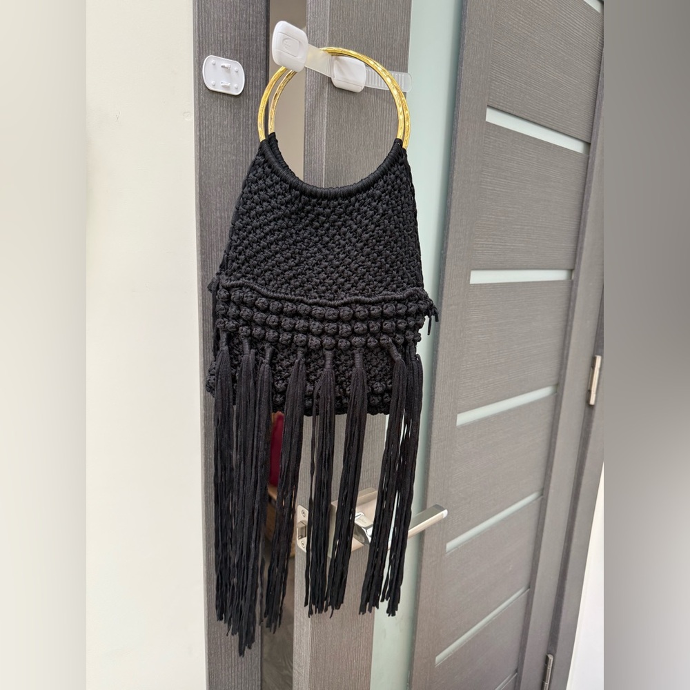 Cleobella Black Woven Bag with Gold Accents - Picture 5 of 14